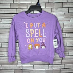 New Disney Hocus Pocus‎ Girls Halloween  Sweatshirt XS Puple Everyday Pullover